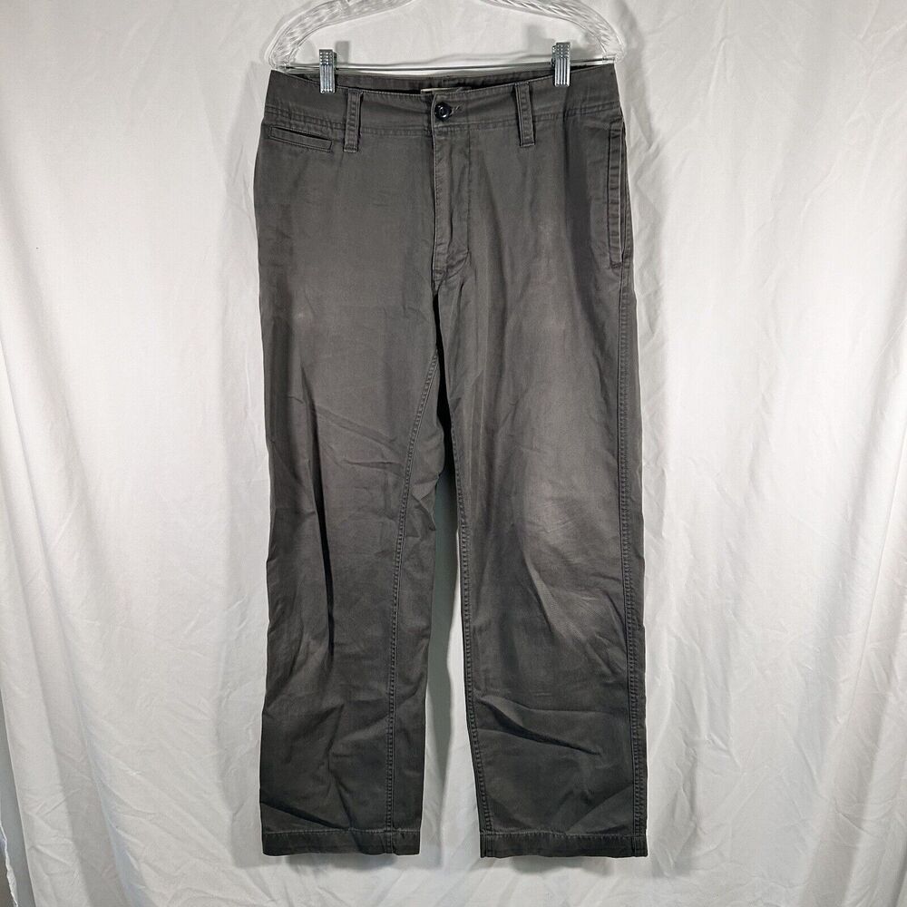 Gap Chino Pants Men's 31x32 Grey Favorite Khaki Flat Front 100% Cotton Pants